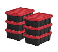 Iris Ohyama, Scatole Pieghevoli, 12.5L, Set di 6, Rosso, Compact, Solido, Impilabile, Per Garage, Scaffali, Scatola Organizer, Plastica, Contenitore, DDSKT-130