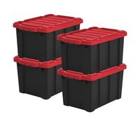 Iris Ohyama, Scatole Pieghevoli, 21L, Set di 4, Rosso, Compact, Solido, Impilabile, Per Garage, Scaffali, Scatola Organizer, Plastica, Contenitore, DDSKT-210