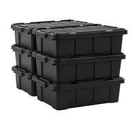 Iris Ohyama, Scatole Pieghevoli, 25L, Set di 6, Nero, Compact, Solido, Impilabile, Per Garage, Scaffali, Scatola Organizer, Plastica, Contenitore, DDSKT-230