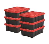 Iris Ohyama, Scatole Pieghevoli, 25L, Set di 6, Rosso, Compact, Solido, Impilabile, Per Garage, Scaffali, Scatola Organizer, Plastica, Contenitore, DDSKT-230