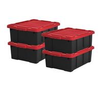 Iris Ohyama, Scatole Pieghevoli, 43L, Set di 4, Rosso, Grande, Solido, Impilabile, Per Garage, Scaffali, Scatola Organizer, Plastica, Contenitore, DDSKT-430