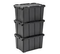 Iris Ohyama, Scatole Pieghevoli, 50L, Set di 3, Nero, Grande, Solido, Impilabile, Per Garage, Scaffali, Scatola Organizer, Plastica, Contenitore, DDSKT-450