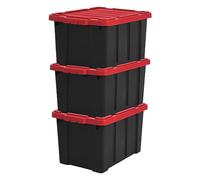 Iris Ohyama, Scatole Pieghevoli, 50L, Set di 3, Rosso, Grande, Solido, Impilabile, Per Garage, Scaffali, Scatola Organizer, Plastica, Contenitore, DDSKT-450