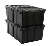 Iris Ohyama, Scatole Pieghevoli, 68L, Set di 4, Nero, Grande, Solido, Impilabile, Per Garage, Scaffali, Scatola Organizer, Plastica, Contenitore, DDSKT-700