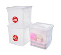 Iris Ohyama Scatole Portaoggetti, 30L, Set di 3, Trasparente, Chiusura facile, Impilabile, Plastica Trasparente, Per Armadio, Scaffali, Scuola, Organizzazione, Giocattoli, Cartoleria, Scarpe, MCB-30