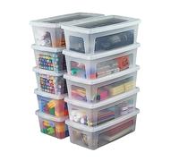 Iris Ohyama Scatole Portaoggetti, 5L, Set di 10, Trasparente, Chiusura facile, Impilabile, Plastica Trasparente, Per Armadio, Scaffali, Scuola, Organizzazione, Giocattoli, Cartoleria, Scarpe, MCB-5