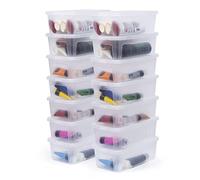 Iris Ohyama Scatole Portaoggetti, 5L, Set di 14, Trasparente, Chiusura facile, Impilabile, Plastica Trasparente, Per Armadio, Scaffali, Scuola, Organizzazione, Giocattoli, Cartoleria, Scarpe, MCB-5