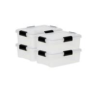 Iris Ohyama, Scatole Portaoggetti Ermetiche in Plastica, 10L, Set di 4, Trasparente, Coperchio Impermeabile, con Chiusura, Impilabile, Per Esterni, Garage, Vestiti, Antipolvere, Senza BPA, DDAT-S