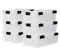 Iris Ohyama, Scatole Portaoggetti Ermetiche in Plastica, 30L, Set di 6, Trasparente, Coperchio Impermeabile, con Chiusura, Impilabile, Per Esterni, Garage, Vestiti, Antipolvere, Senza BPA, DDAT-LS