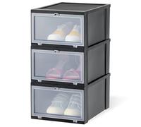 Iris Ohyama Scatole Trasparenti per Scarpe, per Taglie Fino a 46, L36 x H20 cm, Lotto di 3, Impilabile, Apertura Frontale, Contenitore con Coperchio, Scarpe da Ginnastica, EUDF-M