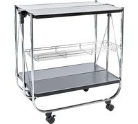 Iris Ohyama, Servizio di cucina, stoccaggio, 2 ripiani, 1 cestino a rete, con ruote, cucina, soggiorno - Kitchen Wagon CW-005 - Nero