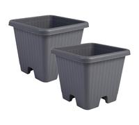 Iris Ohyama, Set da 2 Vaso per piante, fioriera d'aria con sistema di drenaggio dell'acqua per il giardinaggio - Air Vegetable Planter400, Grigi, 38.5W x 33.5H x 38.5Dcm