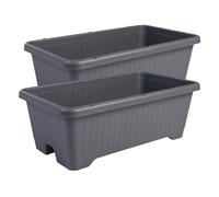 Iris Ohyama, Set da 2 Vaso per piante, fioriera d'aria con sistema di drenaggio dell'acqua per il giardinaggio - Air Vegetable Planter730, Grigio, 73W x 26H x 41D cm
