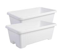 Iris Ohyama, Set da 2 Vaso per piante, fioriera d'aria con sistema di drenaggio dell'acqua per il giardinaggio - Air Vegetable Planter730, Bianca, 73W x 26H x 41D cm