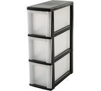 Iris Ohyama, Torre di stoccaggio in plastica, Cassetto da scrivania da 10 litri, 3 cassetti, Con ruote, NSC-203, Nero, Maniglia ergonomica - L40 x P20 x A62 cm