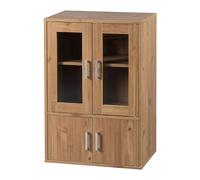 Iris Ohyama, Vetrina/Armadio con mensole e maniglie per ante/Armadio in legno/Scaffale per libri con ante, Ripiano regolabile in altezza 3,2 cm, Cucina, Soggiorno - Cabinet - GKN-9060 - Marrone chiaro