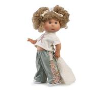 Iris Ombliguito - Bambola alla moda, con corpo in vinile, capelli ricci biondi, outfit moderno, 38 cm