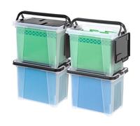 IRIS - Scatola portatile con coperchio ad ala con maniglie, 4 pezzi, colore: Nero