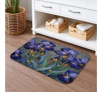 Iris - Tappetino da bagno con motivo floreale, ad asciugatura rapida, assorbente, antiscivolo, in flanella, lavabile, decorativo, 40,6 x 61 cm