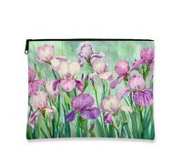 Iris - Trousse da viaggio per cosmetici, motivo floreale, stile vintage, per donne, portatile, piccola cerniera, organizer per articoli da toeletta, regalo per festival di primavera, Violetto, 7x9