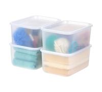 IRIS USA - Cesto portaoggetti in plastica con coperchio, impilabile, per cucina, bagno, camera da letto, armadio, camera dei bambini, ufficio, facile da pulire, design elegante, colore: perla