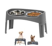 IRIS USA - Ciotole rialzate per cani, altezza regolabile, 2 ciotole spesse in acciaio inox da 1814,4 g, a prova di fuoriuscite con bordo esterno rialzato, plastica resistente Made in USA, facile da