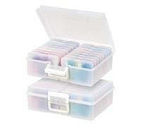 IRIS USA, contenitore per foto, 10,2 x 15,2 cm, confezione da 2, contenitore principale con 16 custodie per foto, artigianato, cancelleria, protezione e organizzazione, perla