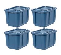 IRIS USA - Contenitori ecologici e resistenti con coperchio, confezione da 4 pezzi, realizzati negli Stati Uniti, con coperchio a scatto, impilabili, industriali, robuste, per l'organizzazione del