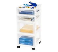 IRIS USA MC-322 - Cassetto portaoggetti in plastica, con coperchio portaoggetti, 4, colore: Bianco