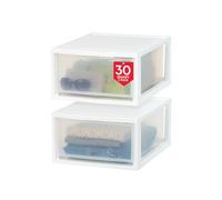 IRIS USA MSD-3 - Cassetto impilabile, impilabile, in plastica, 29,5 litri, bianco, 2 pezzi