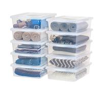 IRIS USA - Scatola portaoggetti trasparente, in plastica senza BPA, impilabile, con coperchio, contenitori per organizzare mensole dell'armadio, vestiti, coperte, asciugamani, strumenti per