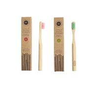 Irisana - Spazzolino - Set di 4 - Marrone - 9 x 20 x 2 cm - Legno di bambù - Vegan - Setole ai carboni attivi e doppia altezza - Manico cerato