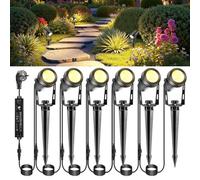 IRISECO Illuminazione da Giardino LED 6 Pezzi 12V 3W Giardino con Alimentazione, Faretto da Giardino da Esterno IP65 Impermeabile per Prato Casa Cortile Albero Cortile Terrazza Bianco Caldo (1800LM)