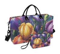 Irises Felice Mardi Gras Viola Duffel Bags Weekender Bag Tote Bag con Cinghia Regolabile per Sport 2 Pz Set bolso para Mujer