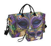 Irises Happy Mardi Gras Viola e Oro Oversize Viaggio Duffel Bag Pernottamento Borsa Sport Palestra Tote Bag con Toiletry Bag per Viaggi di Lavoro Multifunzionale bolso para en Avion