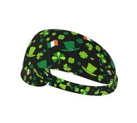 Irish Flags And Four Leaf Clovers St Patricks Day Unisex Fasce Per Capelli Assorbente Fascia Capelli Elastica Headband Per All'Aperto Fitness Corsa