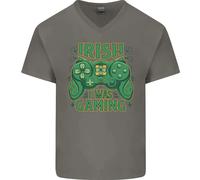 Irish I Was Gaming Maglietta In Cotone A V Per Uomo Del Giorno Di San Patrizio