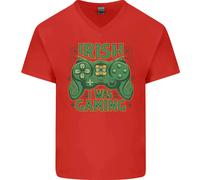 Irish I Was Gaming Maglietta In Cotone A V Per Uomo Del Giorno Di San Patrizio
