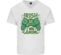 Irish I Was Gaming Maglietta In Cotone A V Per Uomo Del Giorno Di San Patrizio