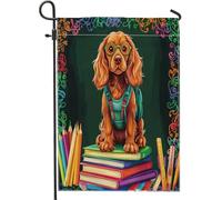 Irish Setter - Bandiere da giardino, 30,5 x 45,7 cm, double-face, per esterni, per rientro a scuola, cuccioli, bandiere verticali standard per la casa, in tela divertente, per cortile, cortile, prato