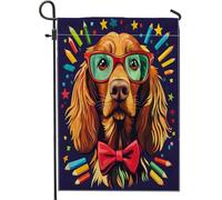 Irish Setter - Bandiere da giardino con matite per cani, 30,5 x 45,7 cm, double face, decorazione per esterni, divertente per il rientro a scuola, per cuccioli, cortile, casa, casa, animali domestici