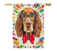 Irish Setter - Bandiere per la casa con matite per cani, 71 x 101 cm, per esterni, divertente per il rientro a scuola, bandiere verticali standard per la casa, per animali domestici, cortile, cortile