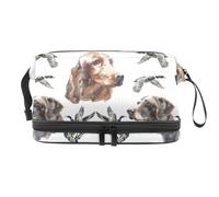 Irish Setter Deutsch Kurzhaar e Wild Duck - Trousse a doppio strato, per donne e ragazze, trousse da viaggio per trucchi, pratica borsa organizer con scomparto per pennelli, Multi, 27x15x14