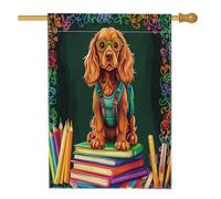Irish Setter Dog Pencil Books House Flags 71 x 101 cm double face per esterni, rientro a scuola, cucciolo standard verticale, bandiera per la casa, divertente nteriore cortile cortile stampa