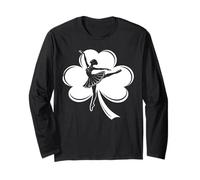 Irish Shamrock Ballet Dancer Silhouette Vintage Maglia a Manica