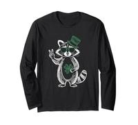 Irish Shamrock Raccoon St Patricks Day Vibes Maglia a Manica