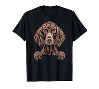 Irish Water Spaniel Funny Peeking Curly IWS Amante dei Cani Maglietta
