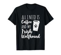 Irish Wolfhound & Coffee Dog Lover Maglietta