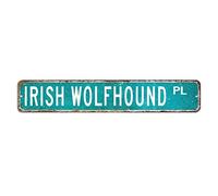 Irish Wolfhound Street Sign Baby Animals Targa in metallo 7,6 x 45,7 cm personalizzata facile da montare cartello in alluminio ispirato decorazione da parete arte per garage bar ristorante club