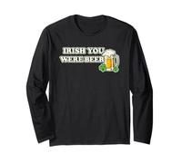 Irish You Were Beer, San Patrizio, Shamrock Beer Pun Maglia a Manica